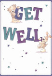 Brimming with cheer and gentle optimism, this illustrated get well card captures the friendly, upbeat spirit found in the heart of Harold Wood. The scene centres around two charming characters: a cuddly teddy bear perched atop the bold, animated letters of 'GET,' and a perky puppy joyfully nestled beneath the vibrant 'WELL.' Both are illustrated with meticulous detailing-the bear's coat plush and inviting, the puppy's soft, floppy ears practically begging for a reassuring pat. The typography, rich in jewel tones of indigo and sea-blue, stands out against a velvety cream backdrop, giving each letter a lively sense of movement and positivity. Dotted across the card are sparkling stars in varying hues of lavender, teal, and sapphire, evoking the playful twinkle of evening lights along Harold Wood's residential lanes. The composition radiates warmth and sincerity; you can almost feel the comfort offered by these characters, much like an expertly arranged bouquet delivered by local florists to a loved one's door. With every detail, the card conveys not only a thoughtful wish for healing, but also the nurturing spirit of our close-knit community-perfect for sending a heartfelt message of comfort and hope.